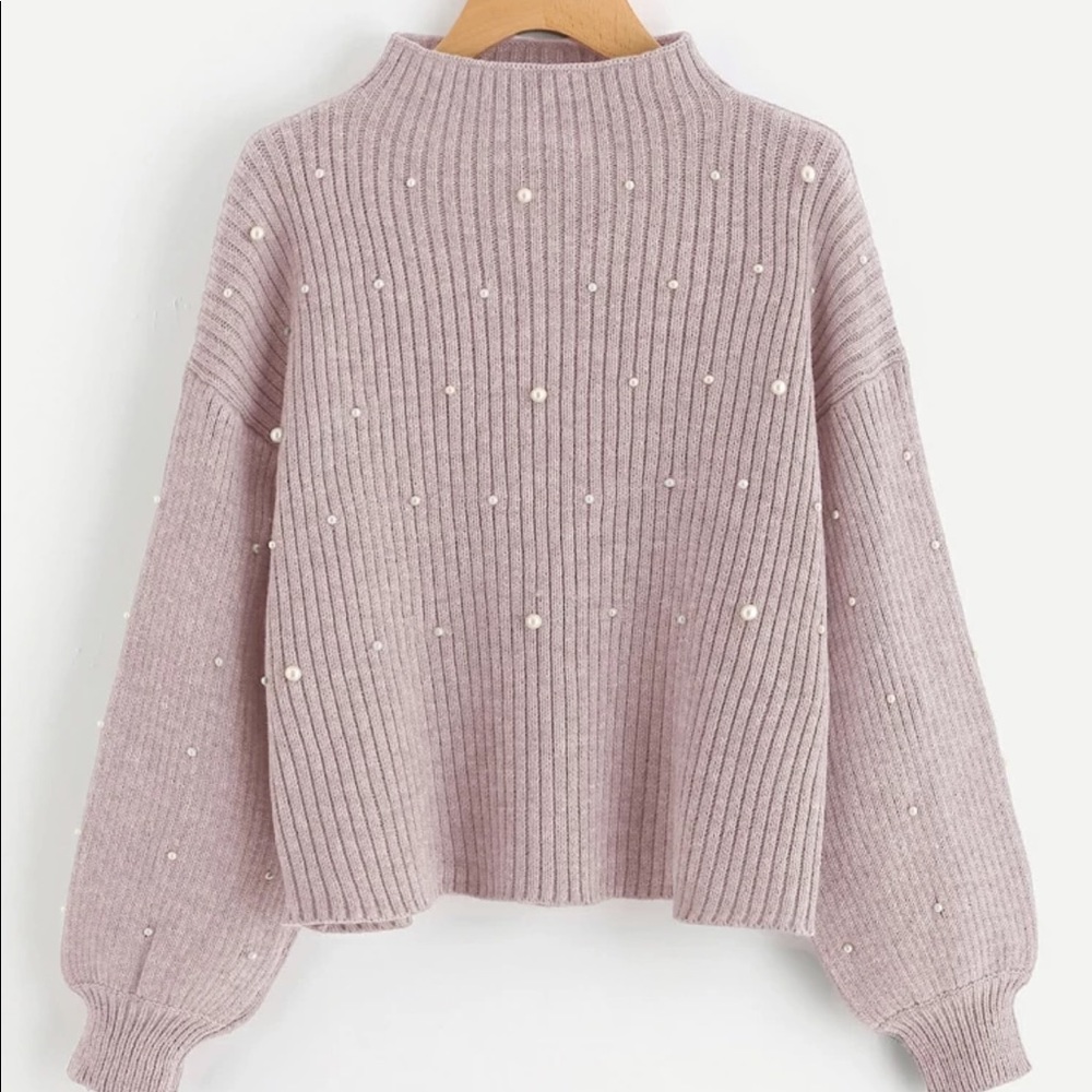 Light pink pearl oversized sweater